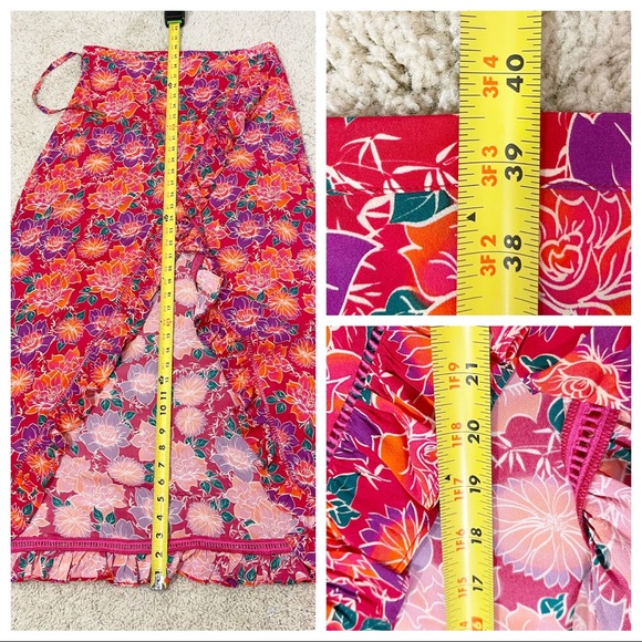 PALOMA BLUE Stevie Ruffled Floral-print Crepe De Chine Wrap Maxi Skirt In Red - Picture 7 of 8